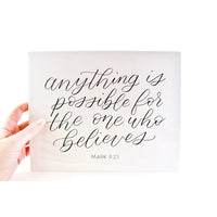 Anything Is Possible Bible Verse Art Print