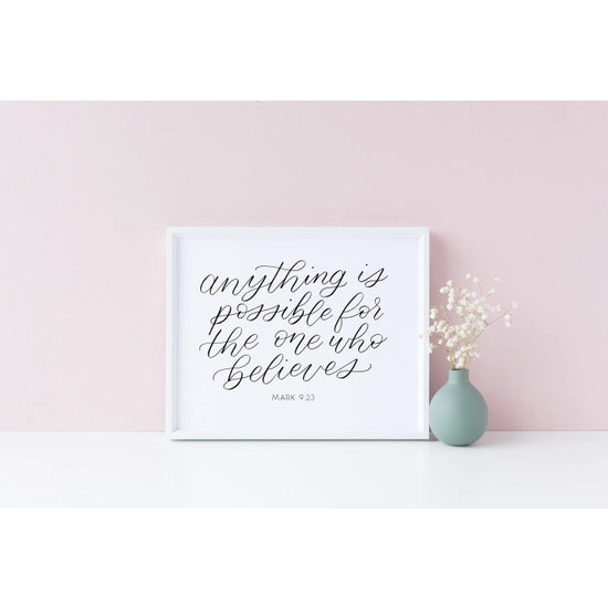 Anything Is Possible Bible Verse Art Print