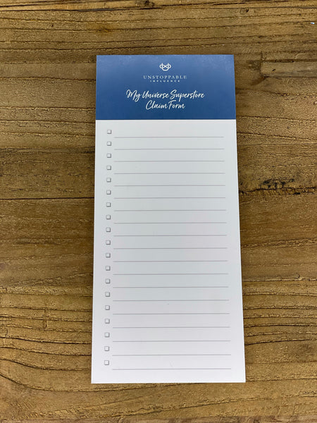 Universe Superstore Claim Form Notepad
